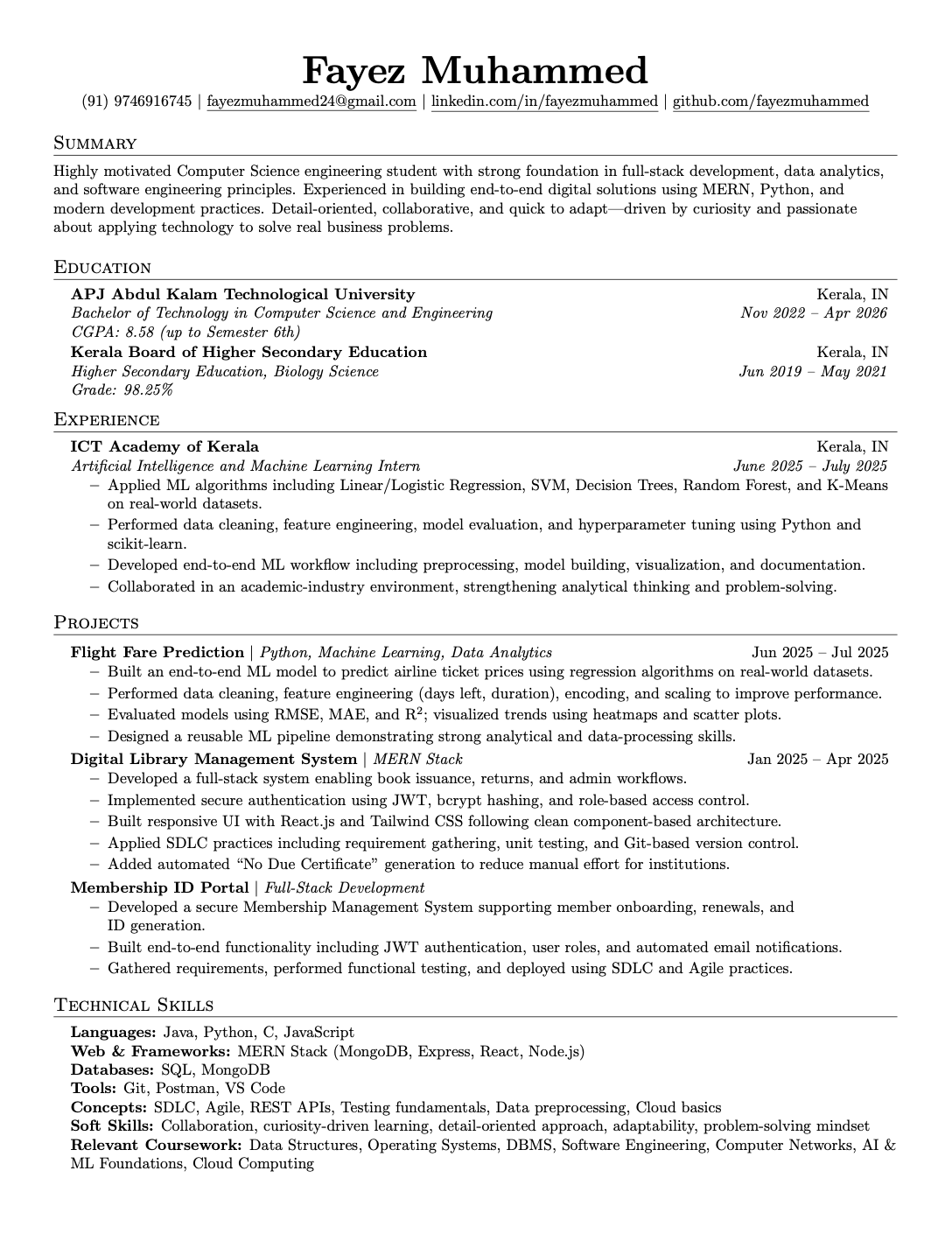 Fayez Resume Preview